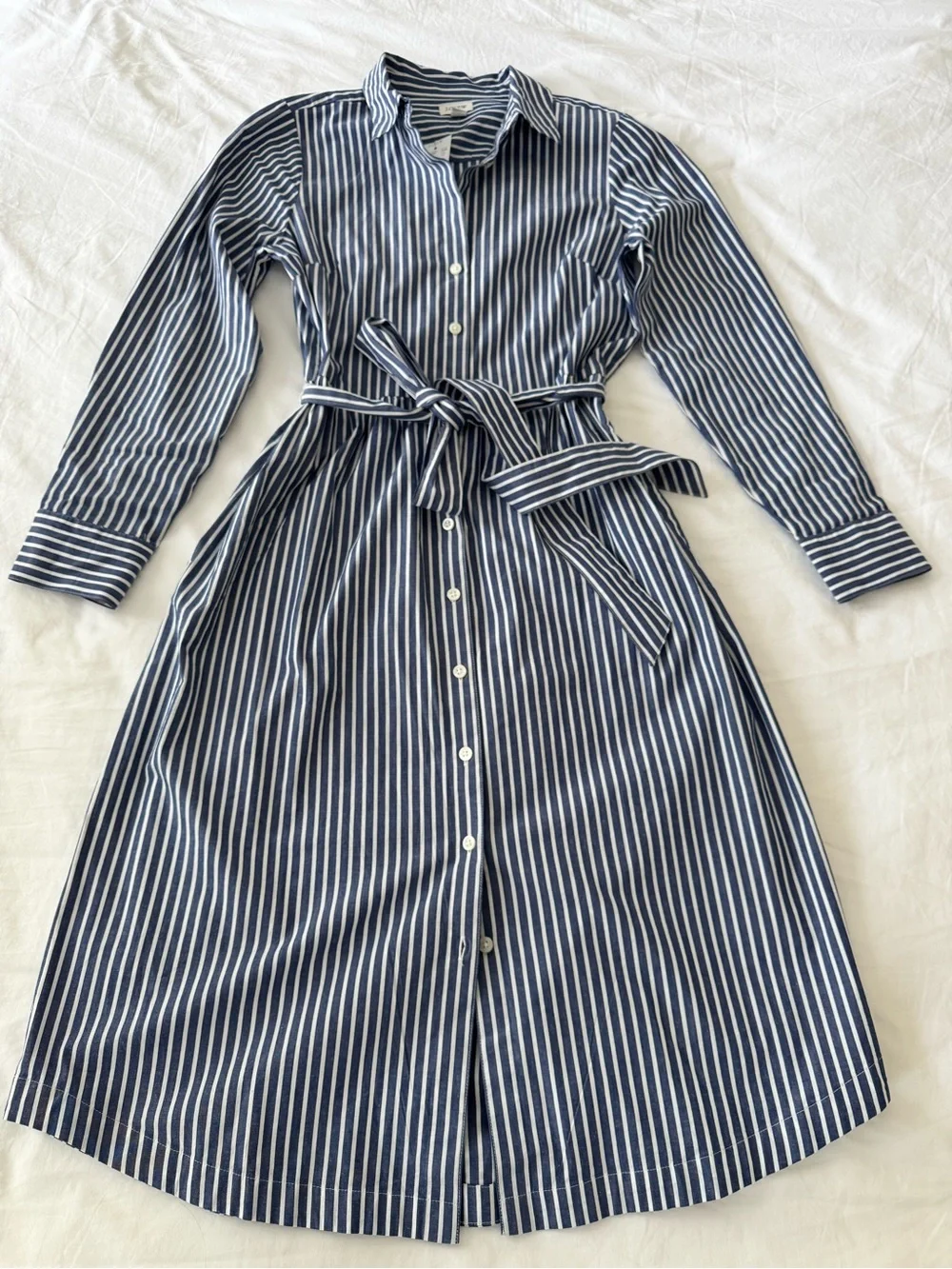 J. Crew Factory Striped Button-Front Shirt Dress  - Navy/White Size 4